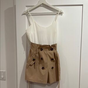 Fashion Nova White and Tan Jumpsuit